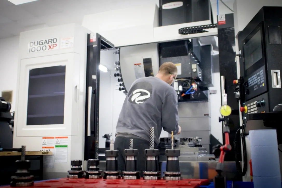 RP employee working in machine shop